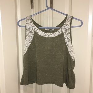 NWT Chloe K open back lace trim tank top